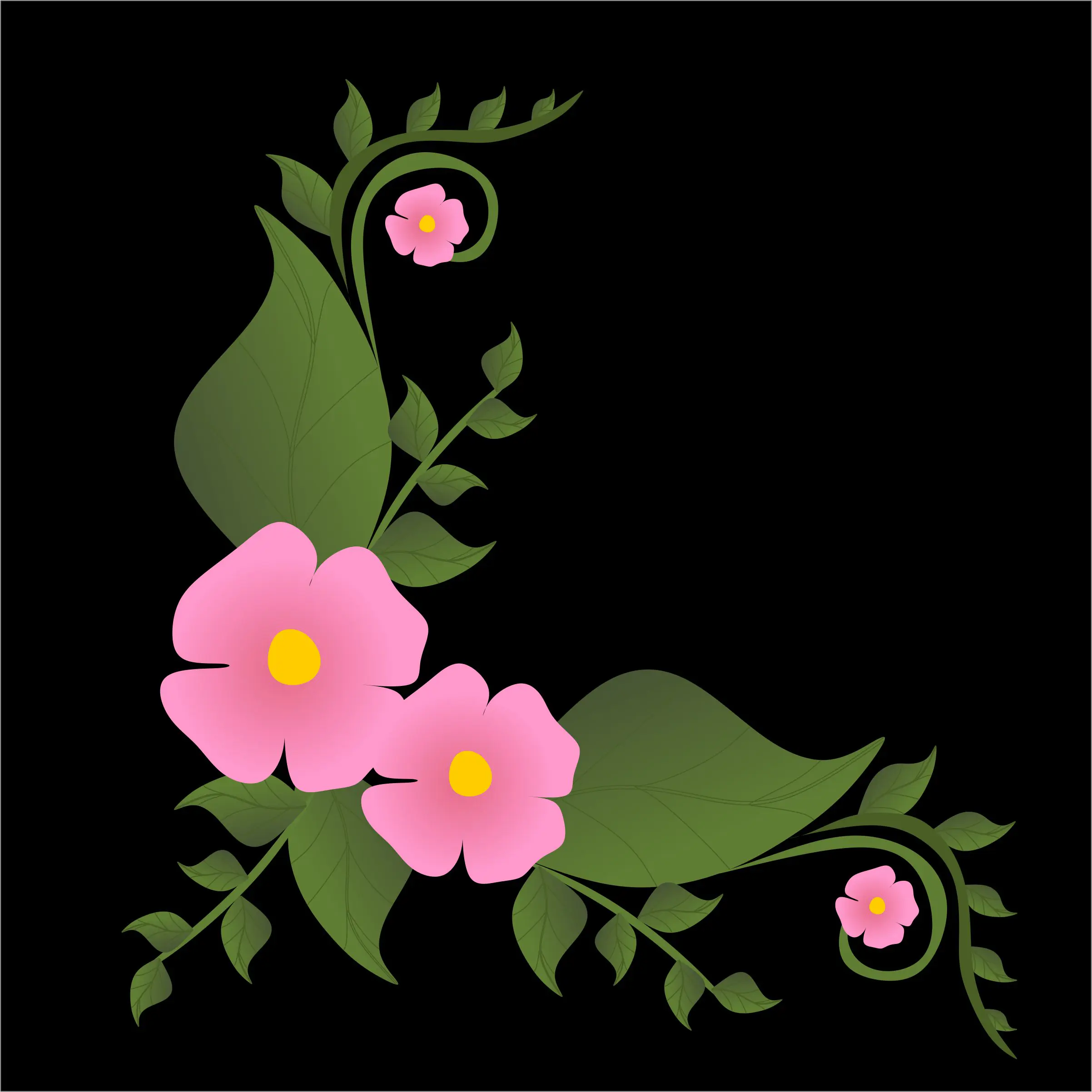 pink flower corner design