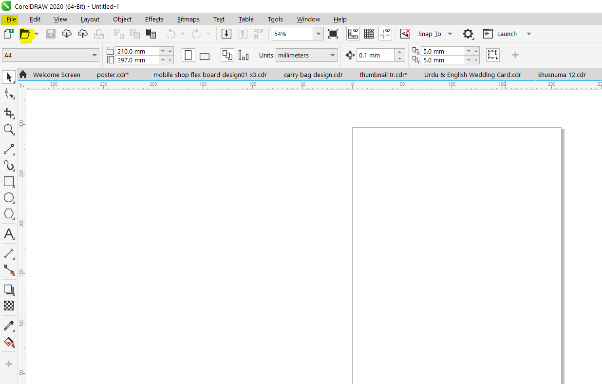 coreldraw dashboard to open cdr file