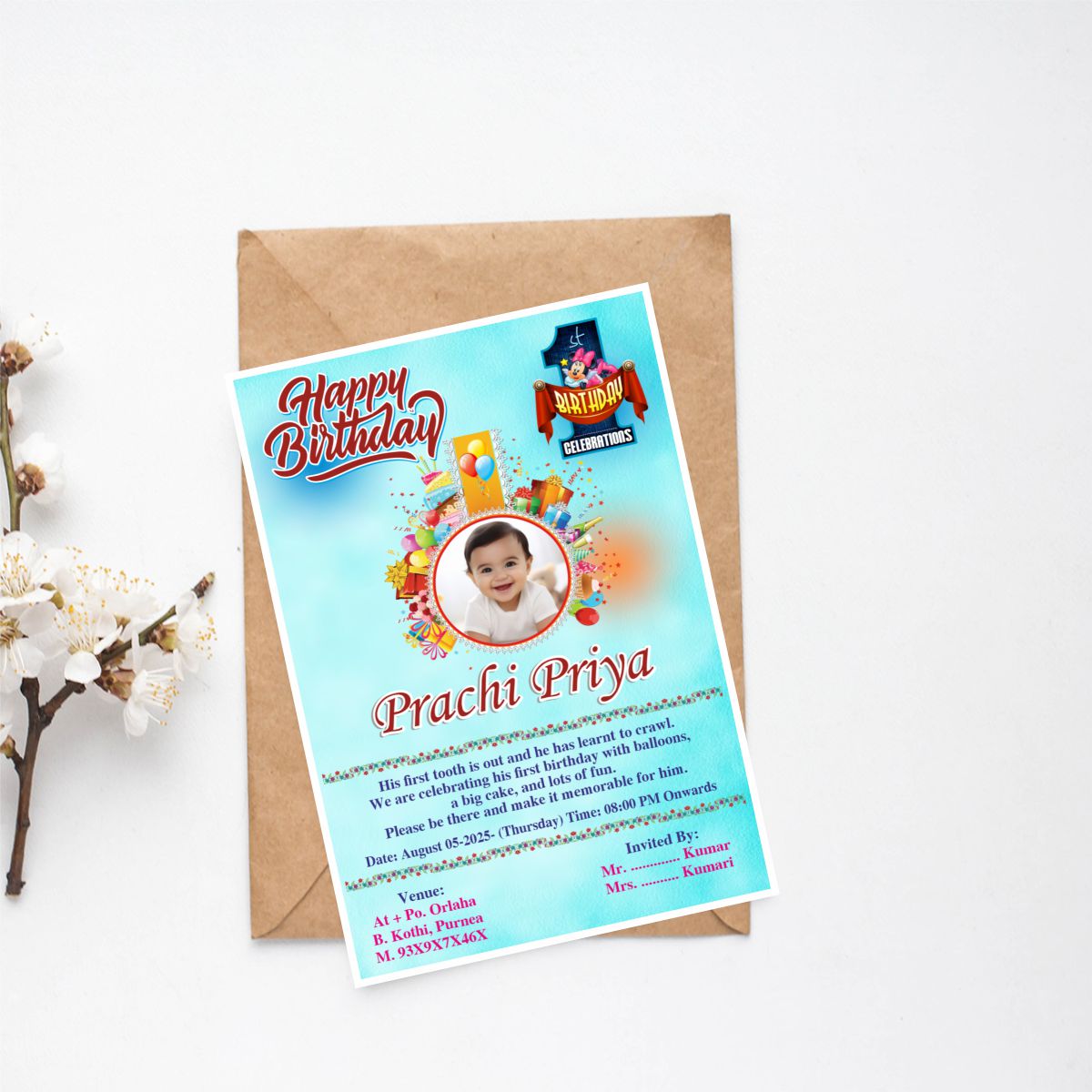 Digital Birthday Invitation Card