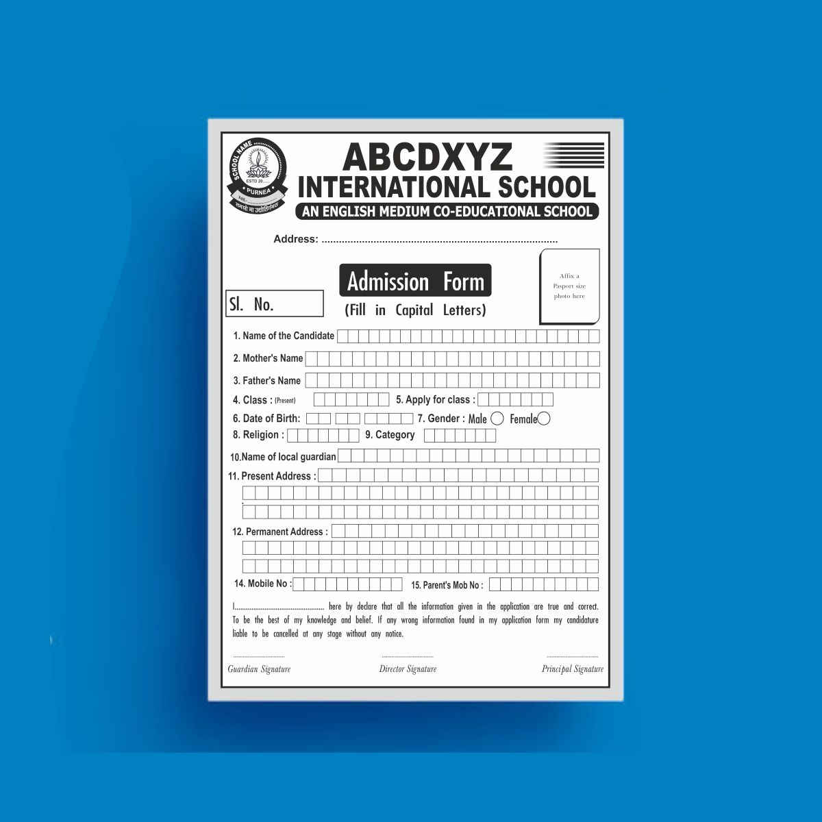 Admission Form Design