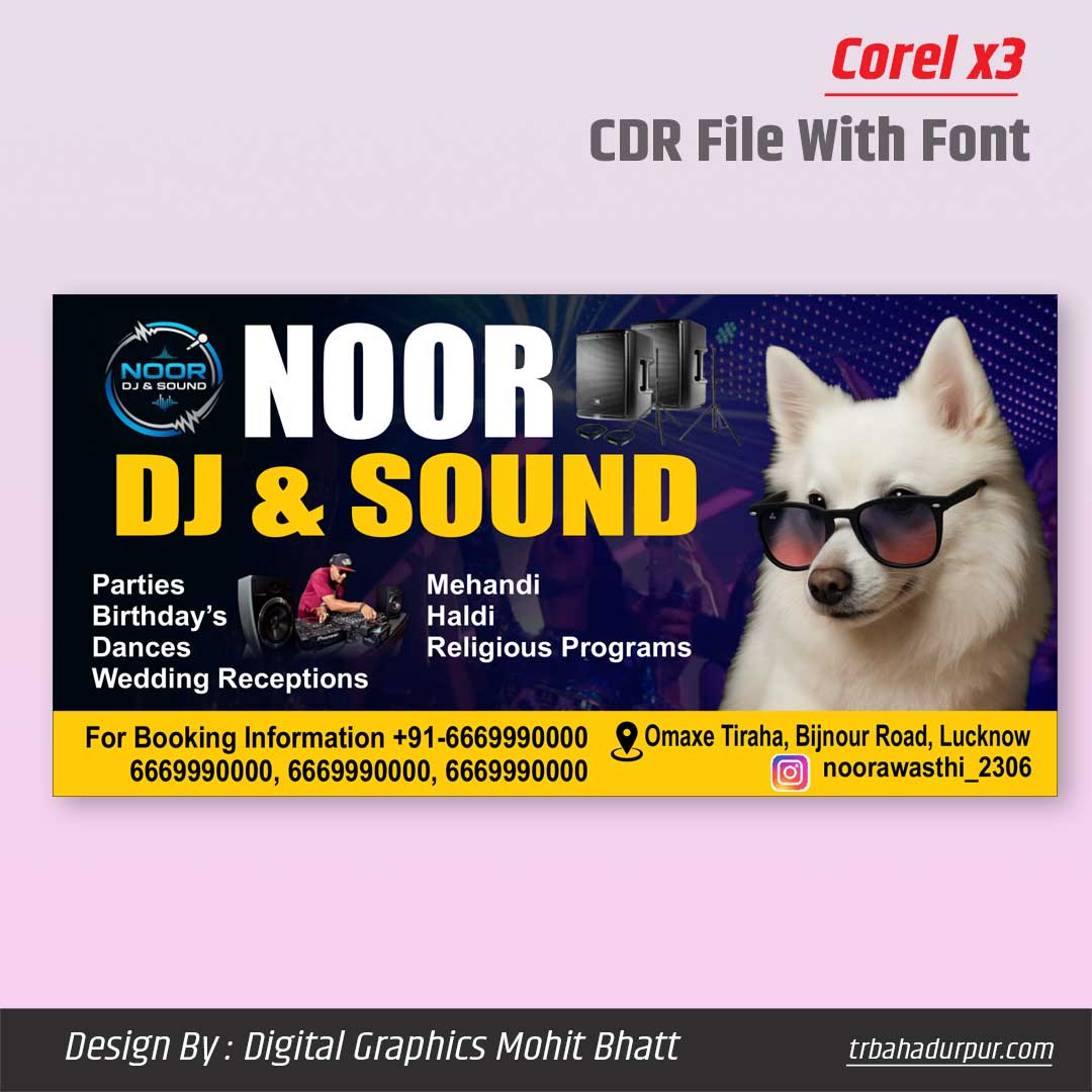 DJ and Sound Flex Banner Board Design CDR File