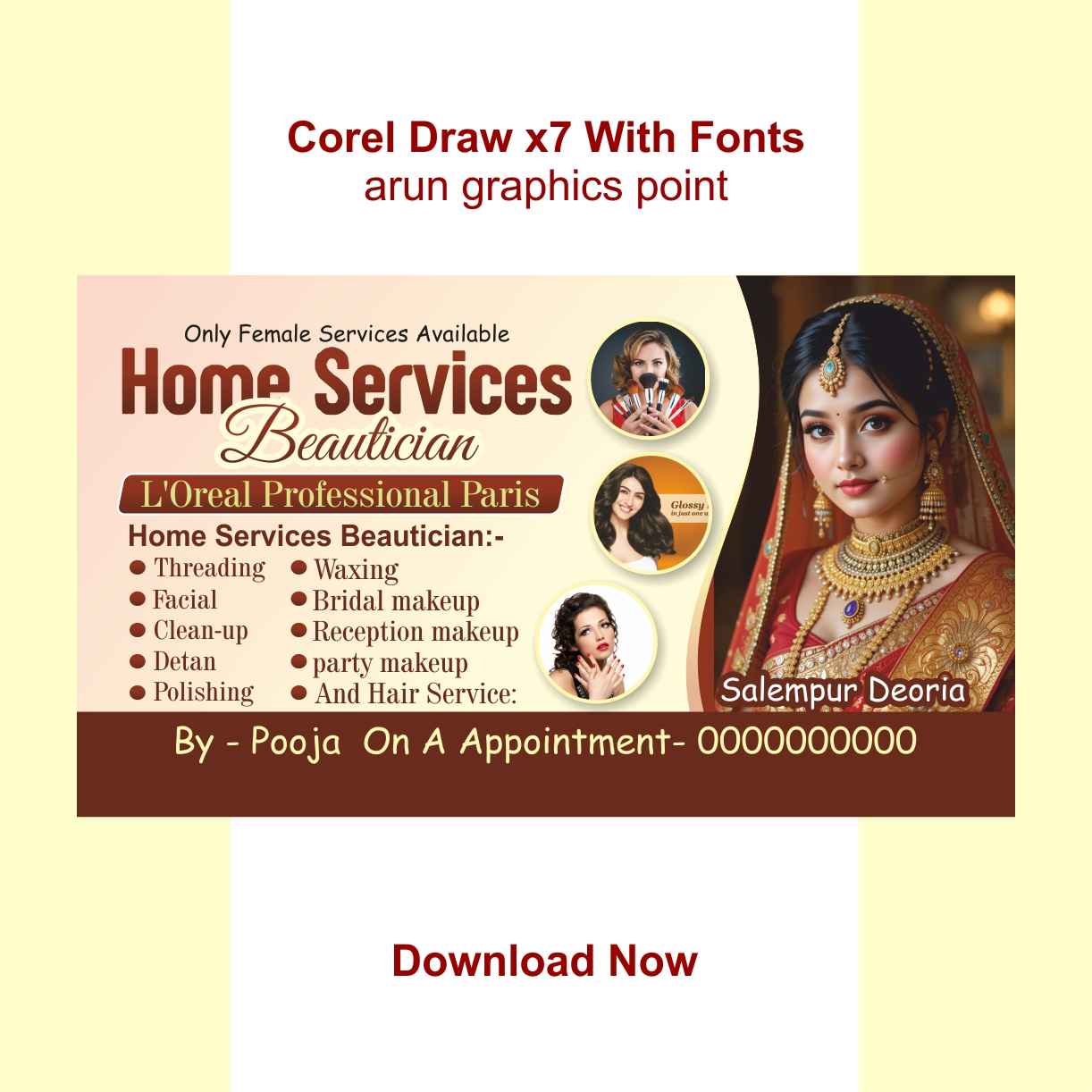 Beauty Parlor Home Services Business Card Design