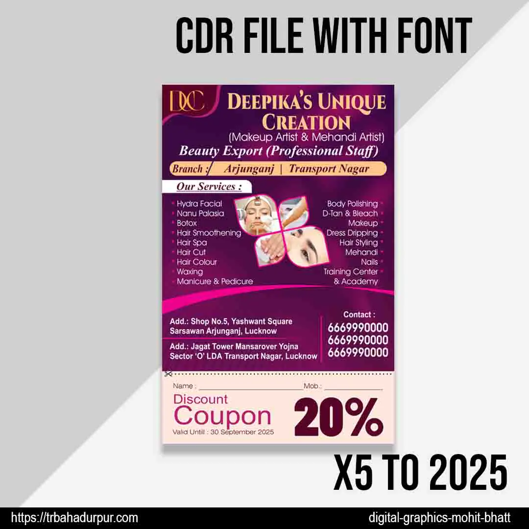 Parlour Salon Pamphlet Flyer Design CDR File