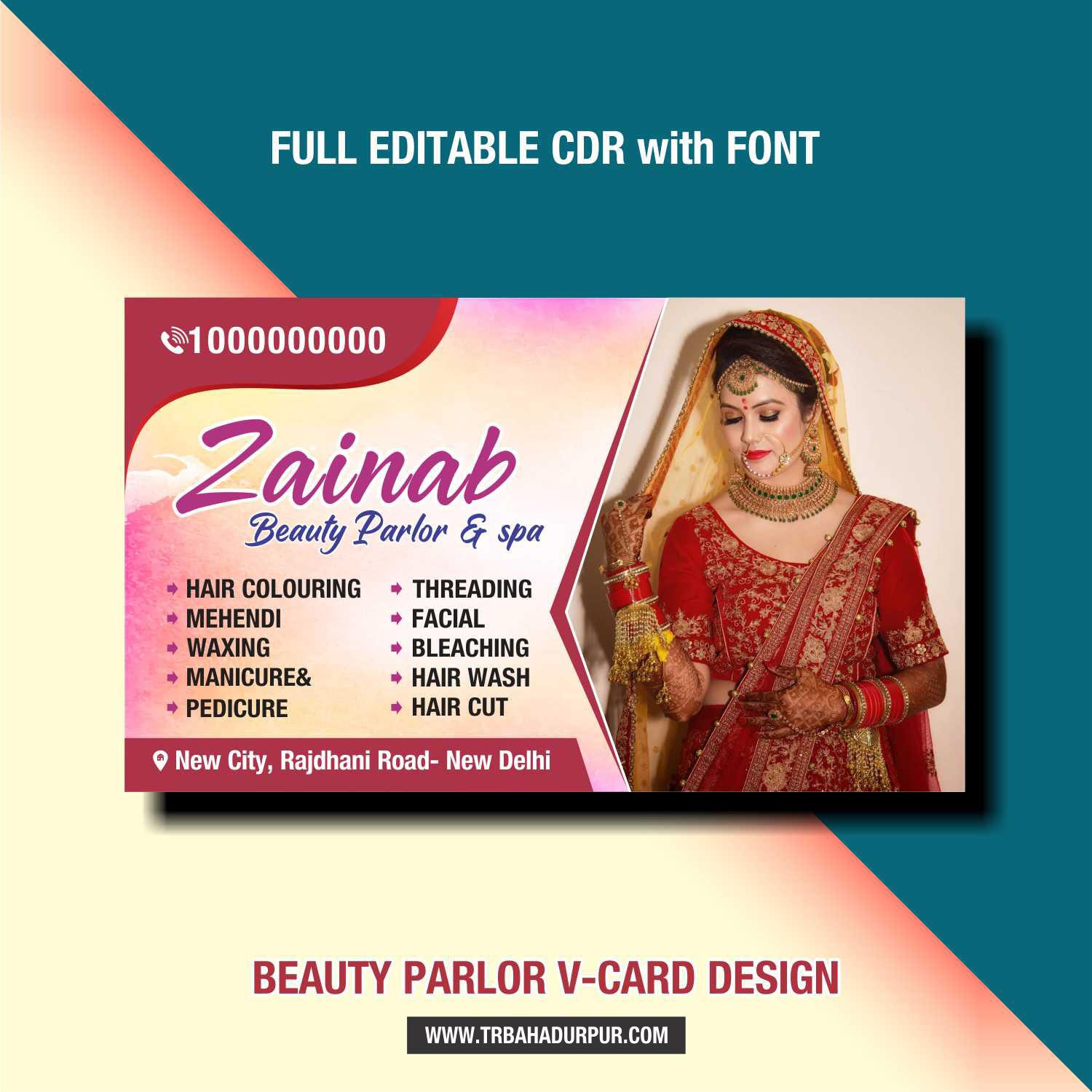 Beauty Parlour V-card CDR | Ladies Beauty Parlour Business card