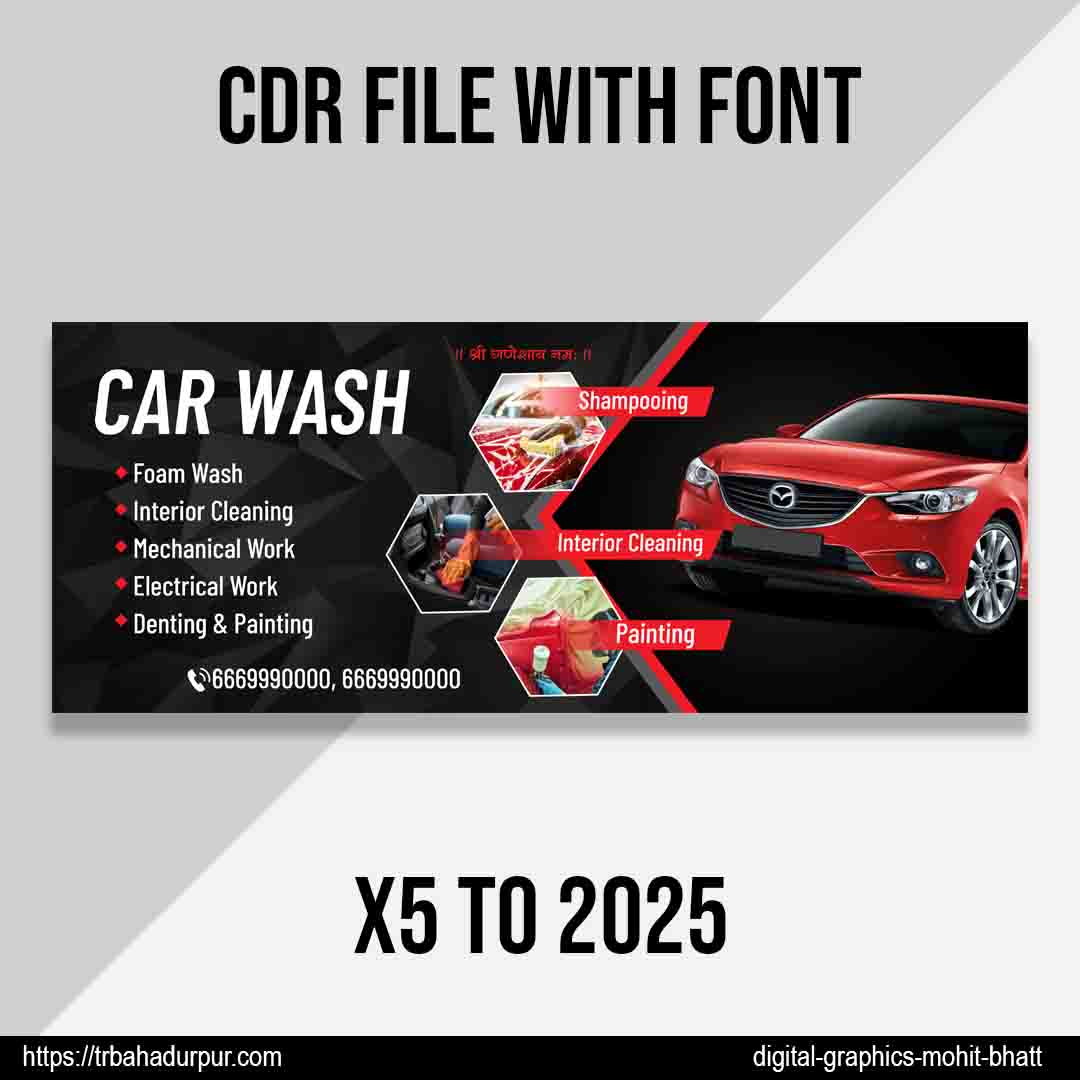 car wash shop flex banner design CDR File
