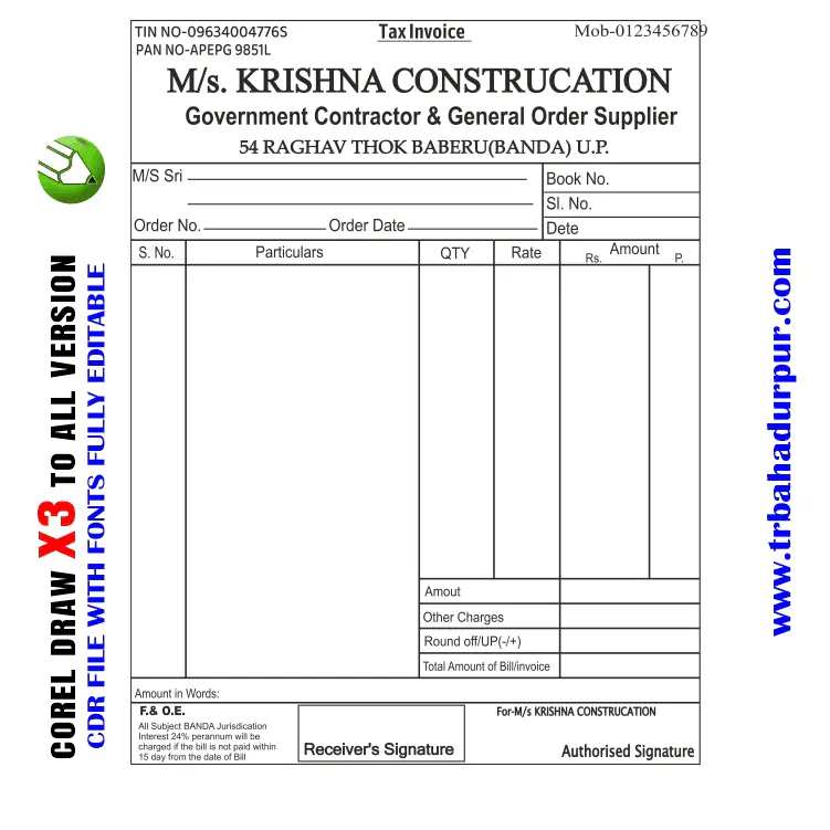 Letest New Kirana Store rasid book Design CDR File