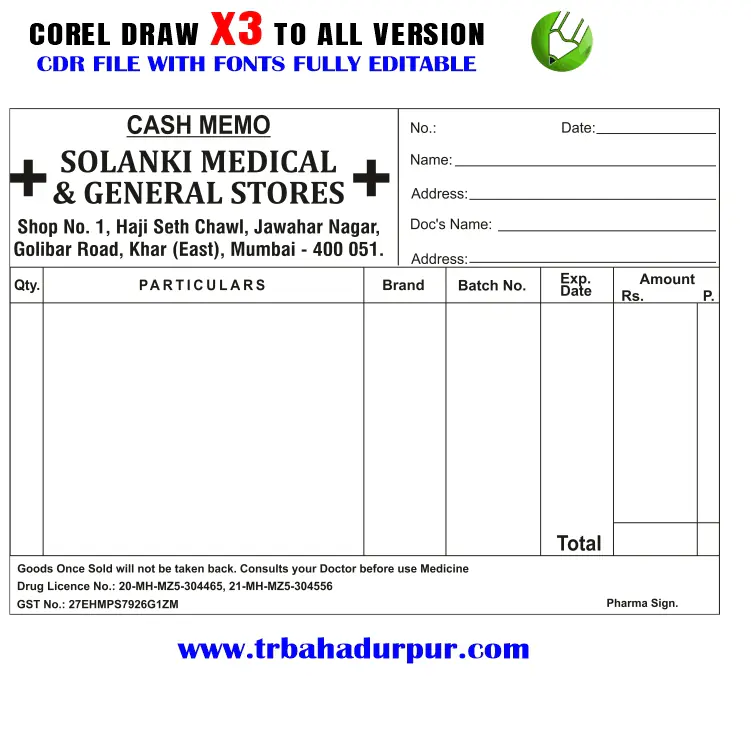 Letest New Medical store rasid book Design CDR File