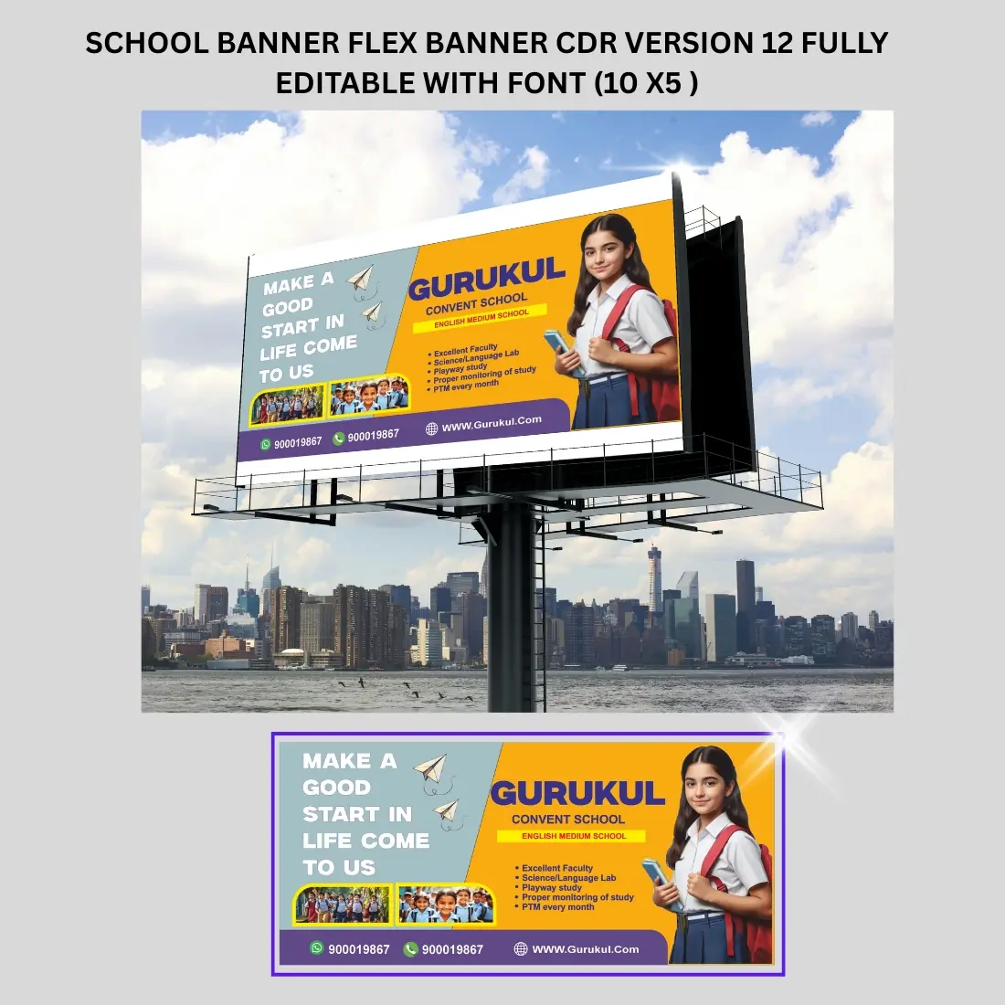 School flex banner with font fully editable version 12 CDR file