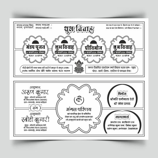 Trending Hindu Wedding Card Hindi Matter CDR File