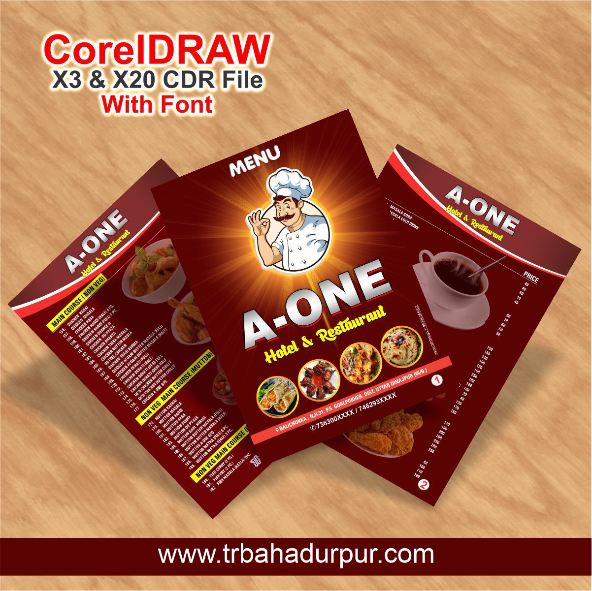 A One Menu Card Design CDR File