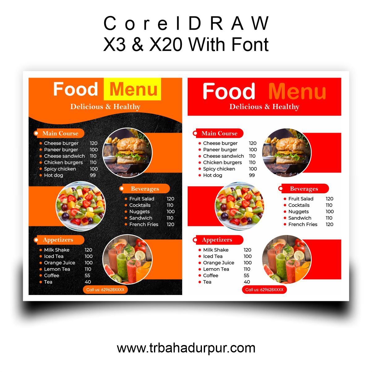 Food Menu Card Design CDR File