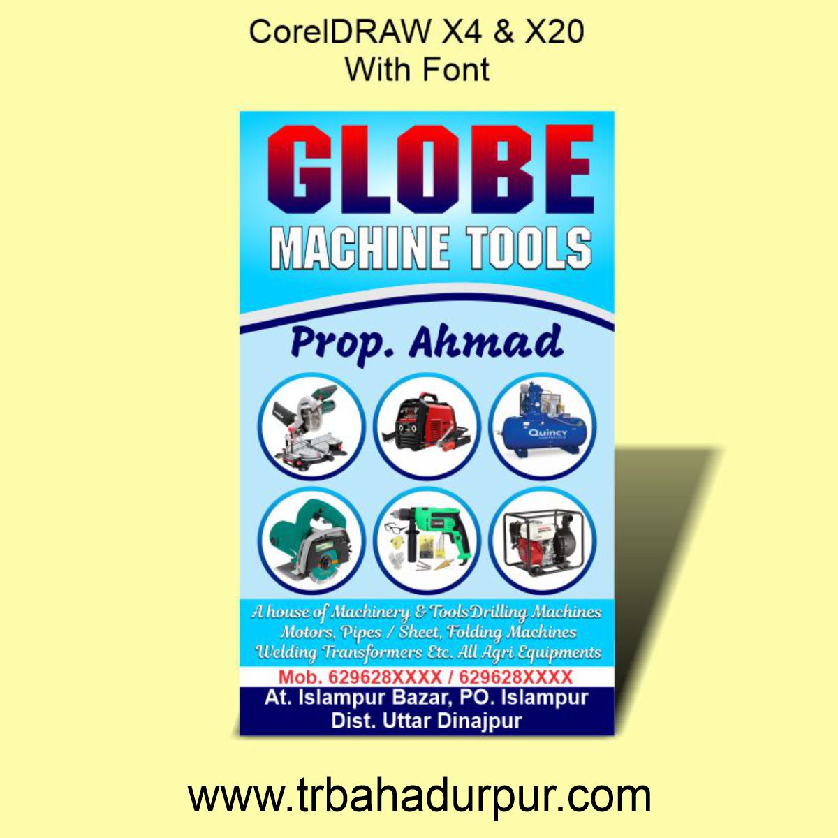 Globe Machine Tools Banner Design CDR File