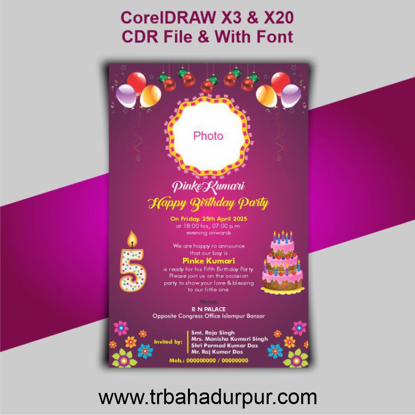 Happy Birthday Party Invation Card CDR File