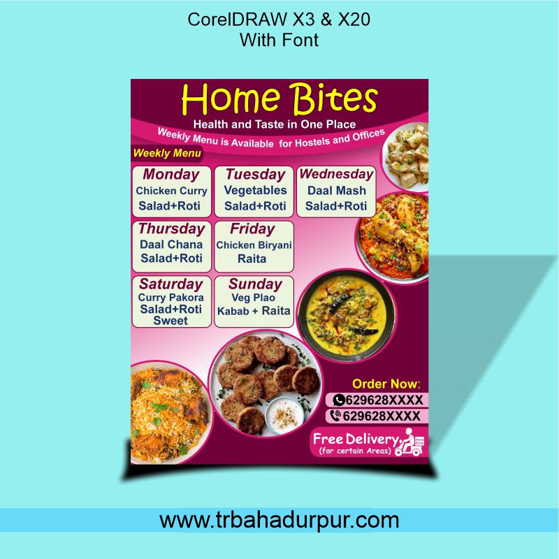 Hotel Menu Card Design CDR File