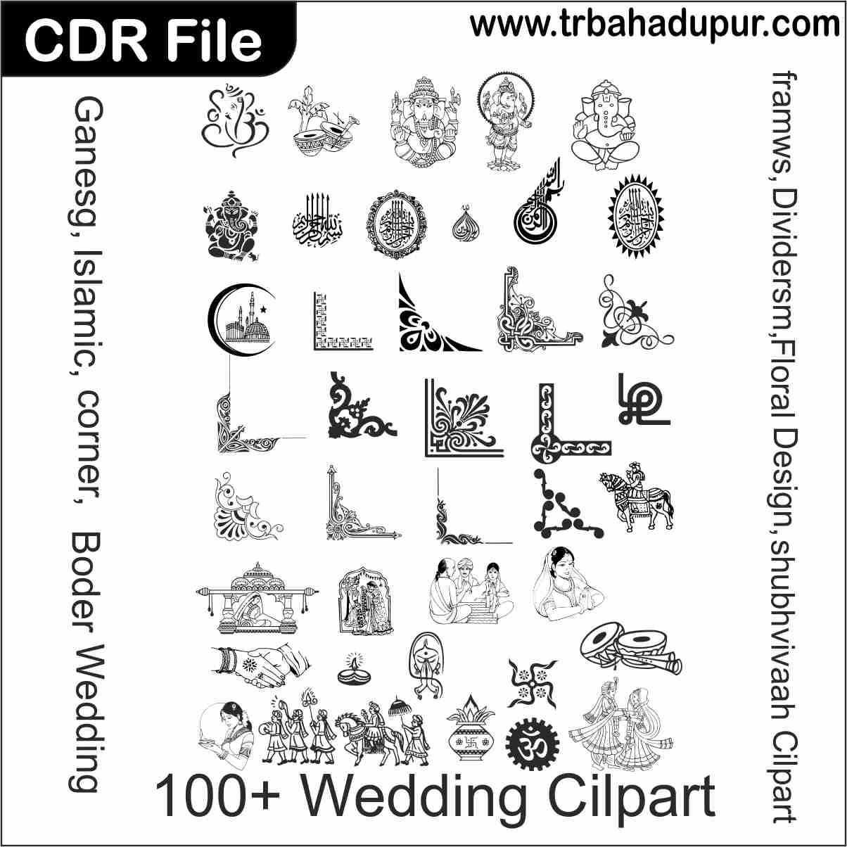100+ Wedding Card Cilpart CDR File