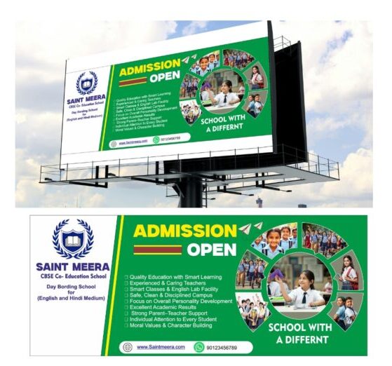 School Admission flex banner design cdr file 2025 with font