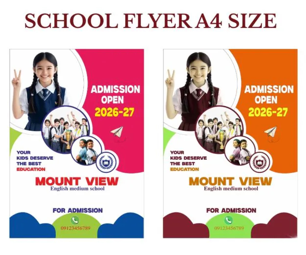 School Admission flyer a4 size fully editable cdr 2025