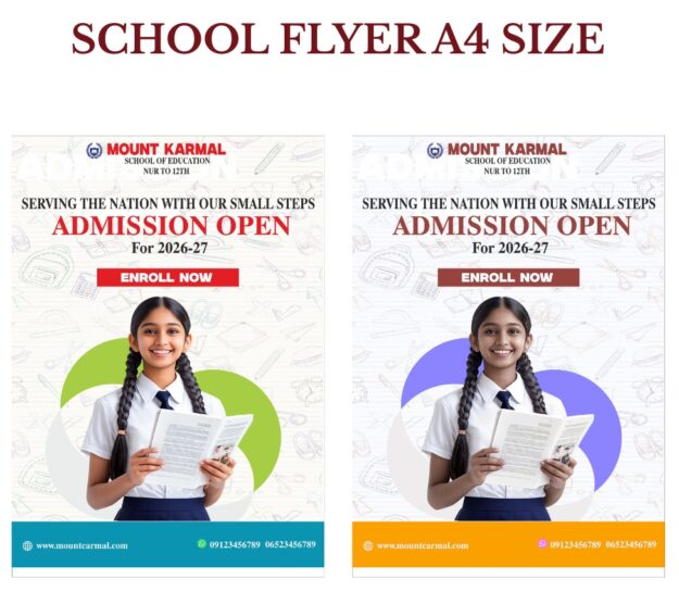 School Admission flyer a4 size fully editable cdr 2025 with font HD