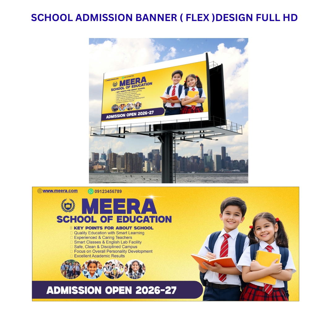 School Admission Banner design (flex) CDR 2025 with font