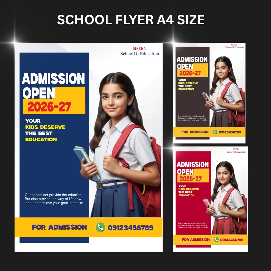 School Admission flyer a4 size fully editable cdr