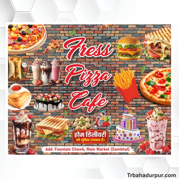Fast food restaurant wall wallpaper banner design cdr file