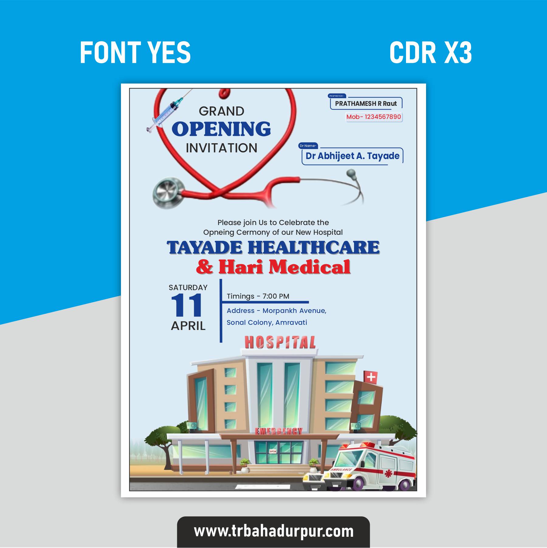 Grand Openinig hospital flax Banner design cdr file download
