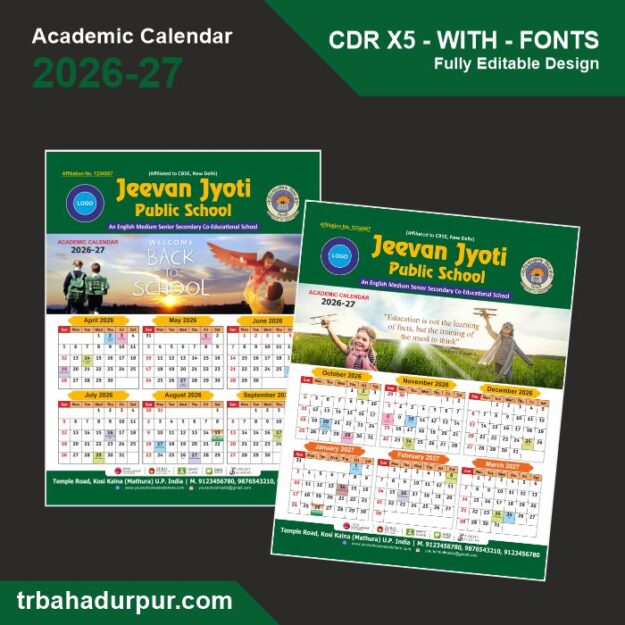 Academic Modren Calendar 2026-27 cdr design