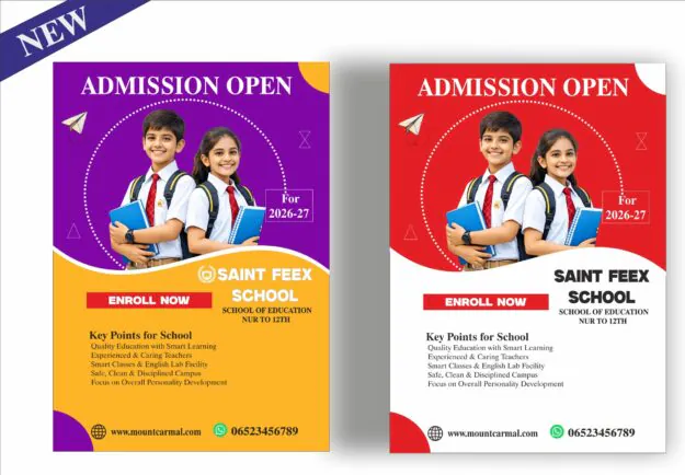 School Admission flyer a4 size fully editable cdr version 17 with font