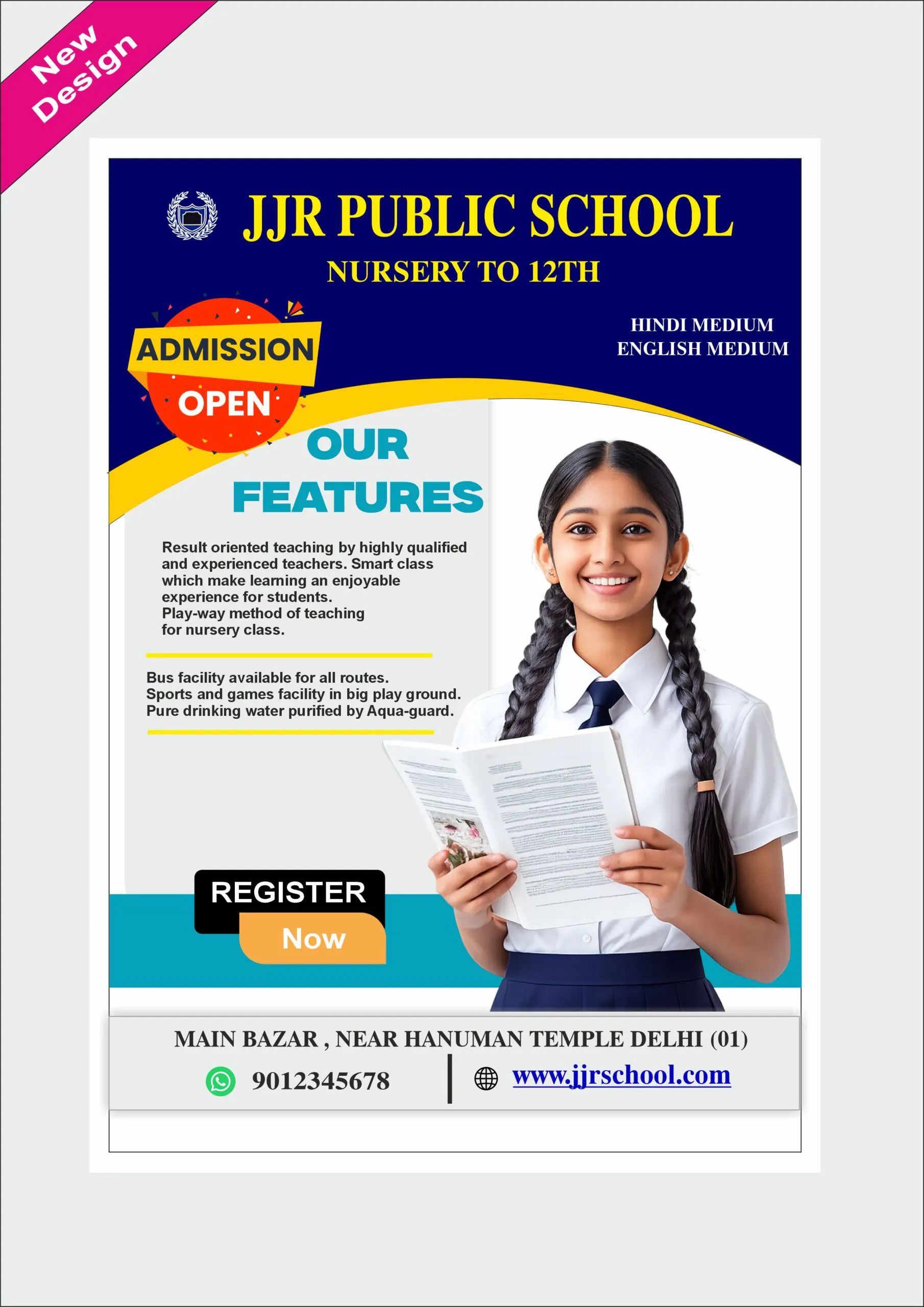 School Admission flyer a4 size fully editable cdr 2025 with font