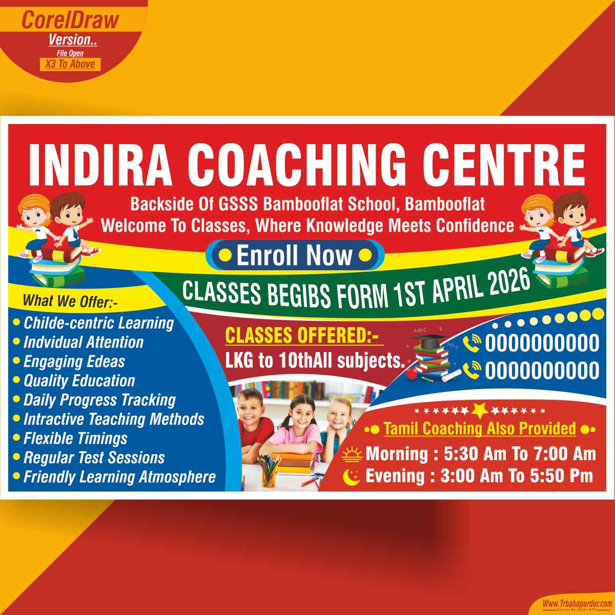INDIRA COACHING CENTRE BANNER DESIGN CDR FILE