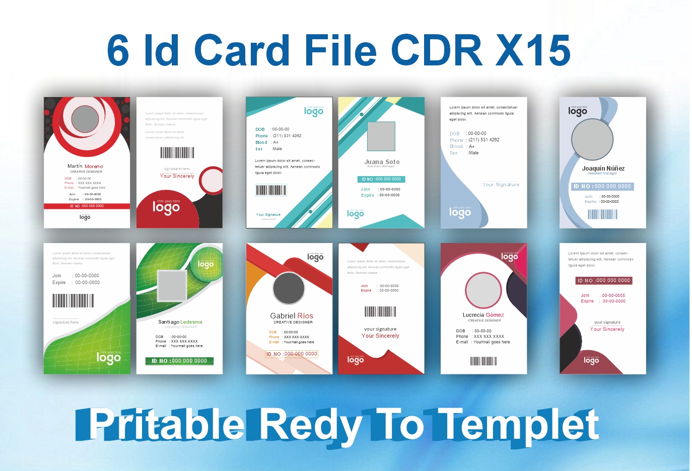 Professional 6 ID Card Design Pack | Print Ready CDR Templates