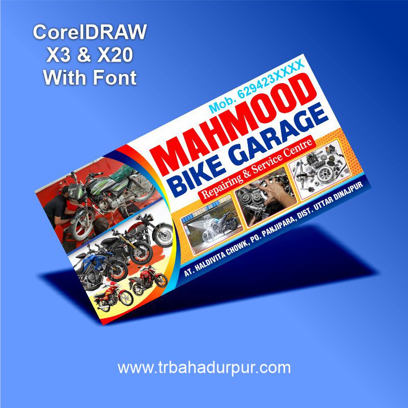 Bike Garage Banner Design CDR File