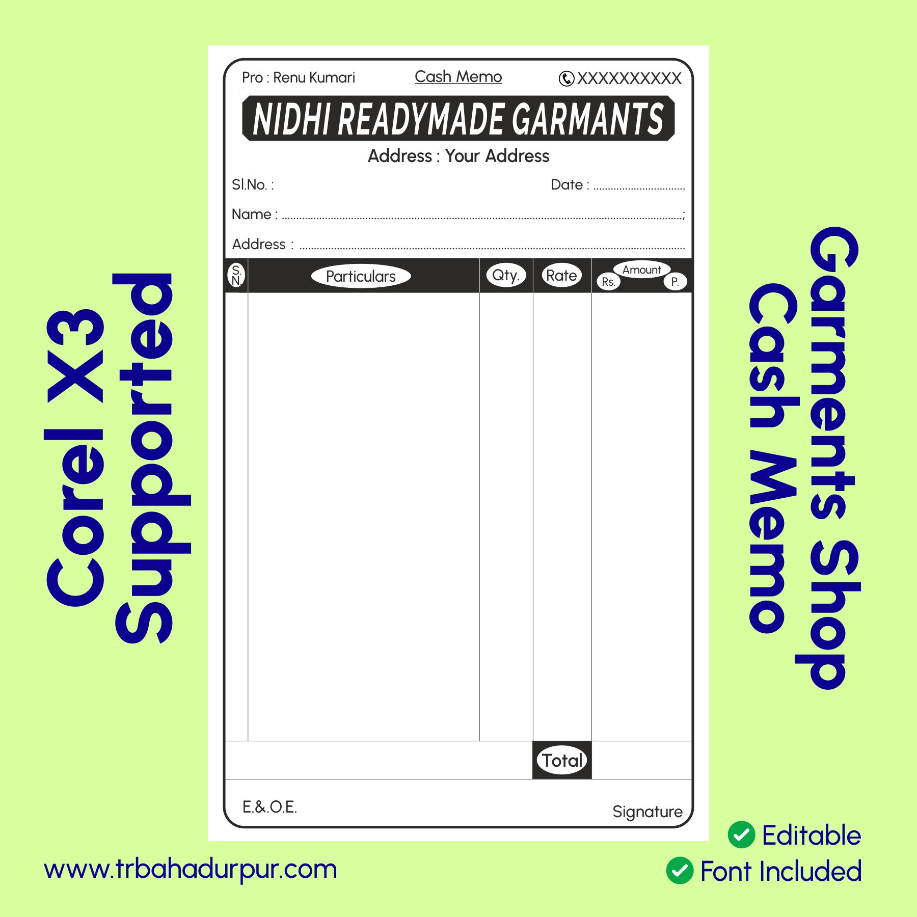 Garments shop cash memo design cash memo design cloth shop