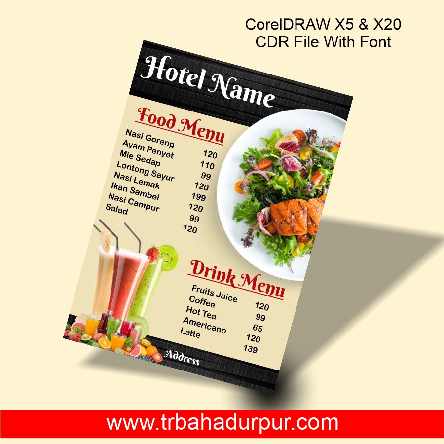 Menu Design For Restaurant CDR File