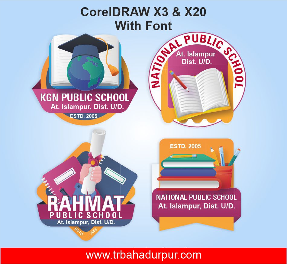 School Logo 4 Design CDR File
