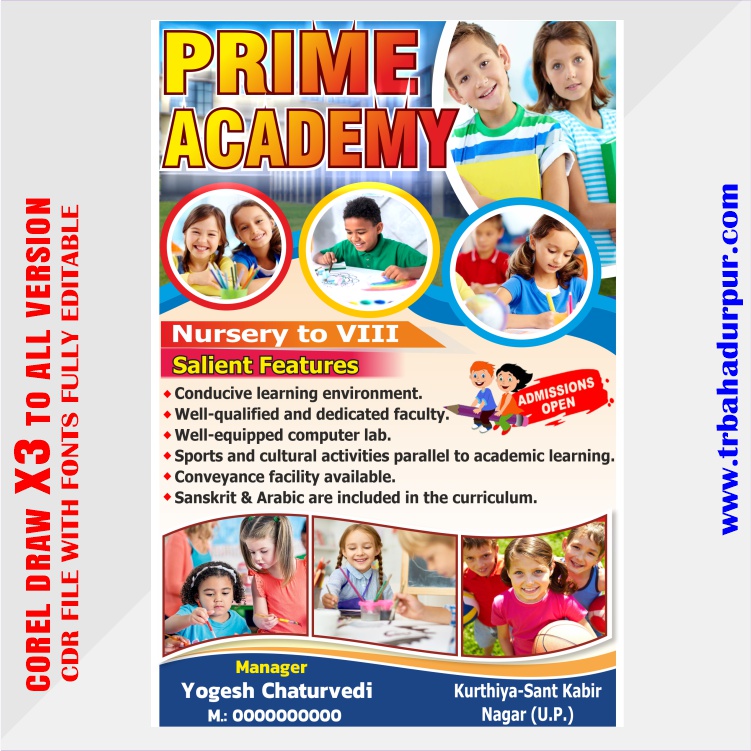 school hand bill banner design cdr file