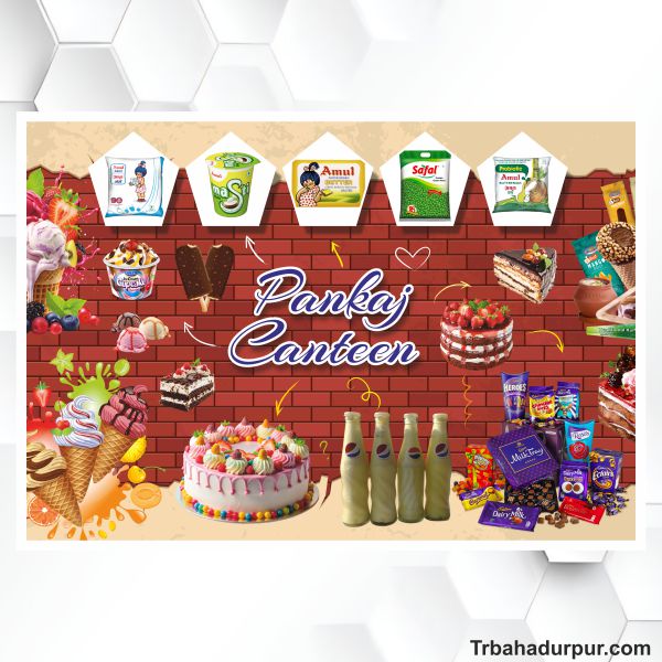 Canteen wall wallpaper banner design cdr file