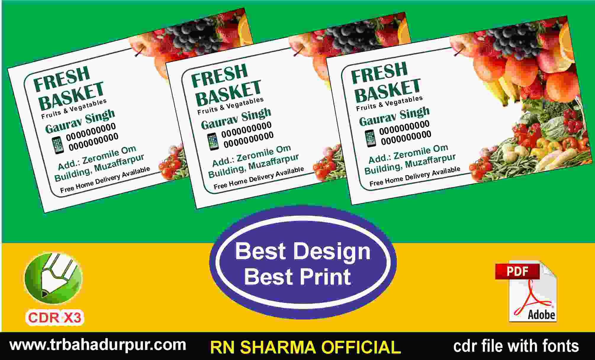 Best Pirnt Fruits Visiting Card CDR & PDF