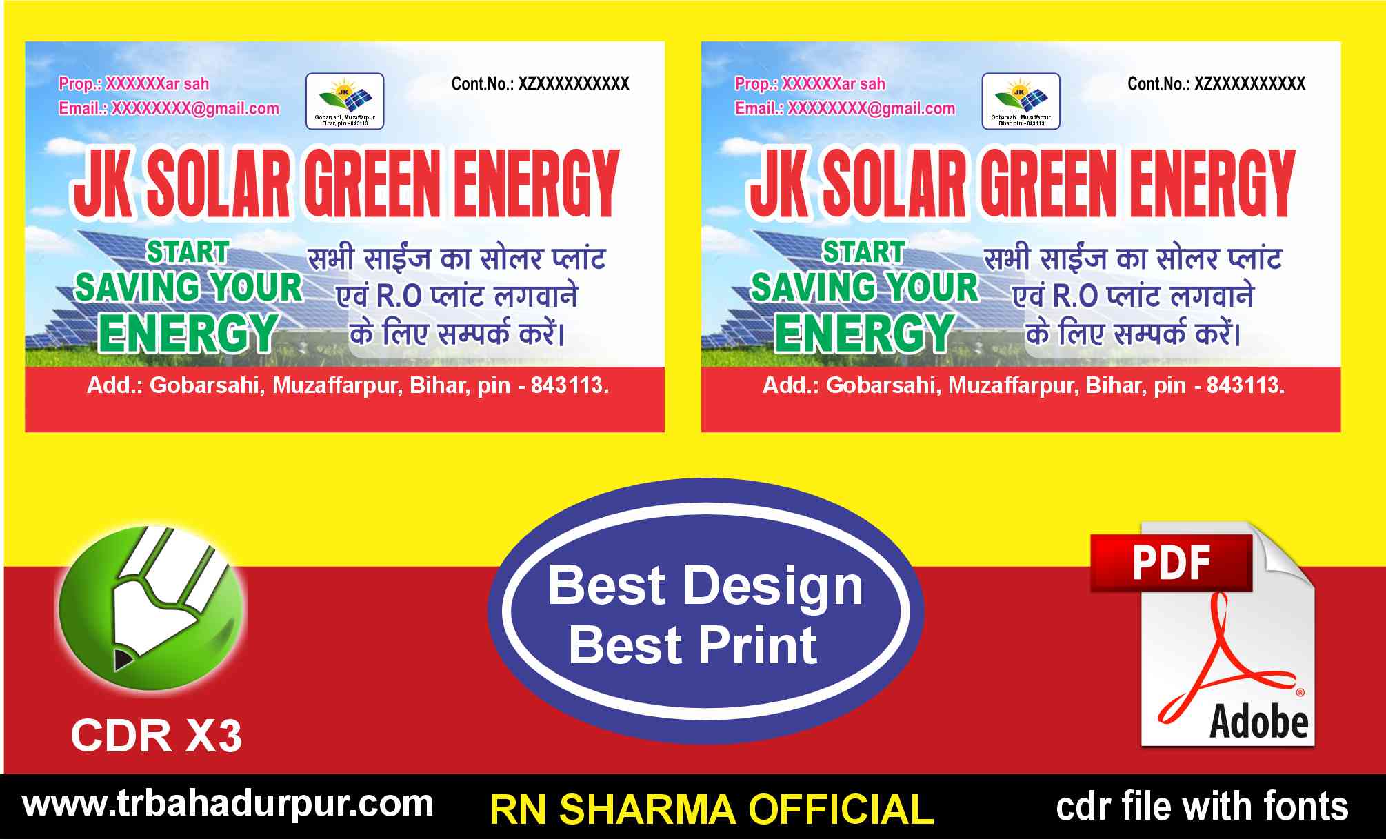 Solar Visiting Card CDR & PDF Best print