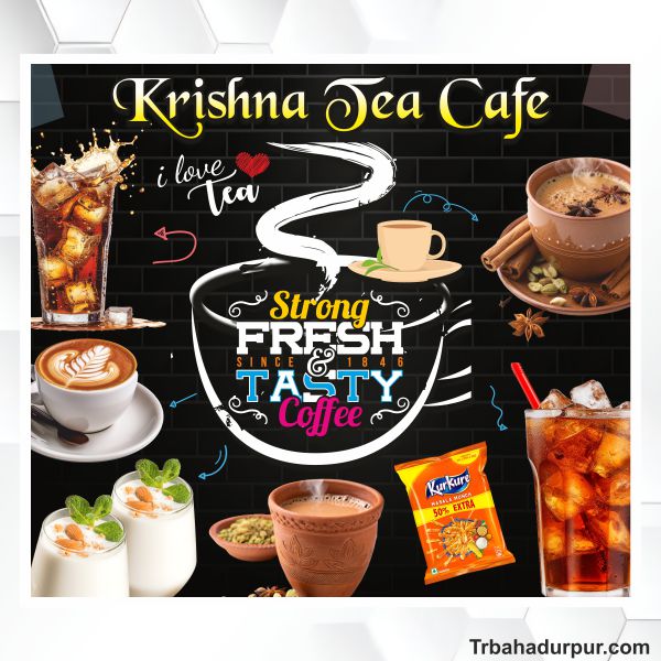 Tea shop wall wallpaper banner design cdr file