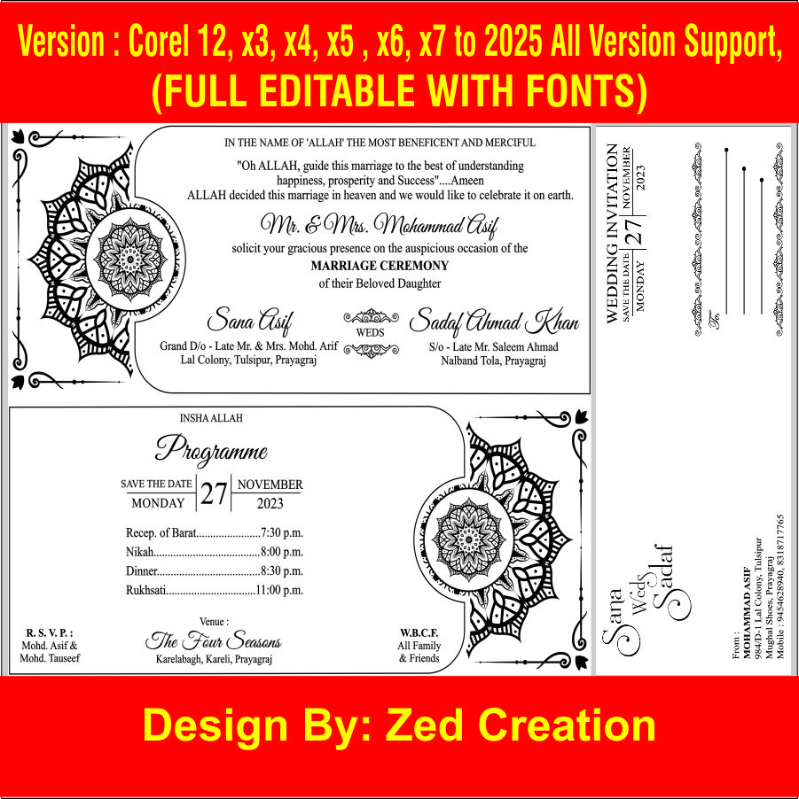 Two forld muslim shadi card cdr