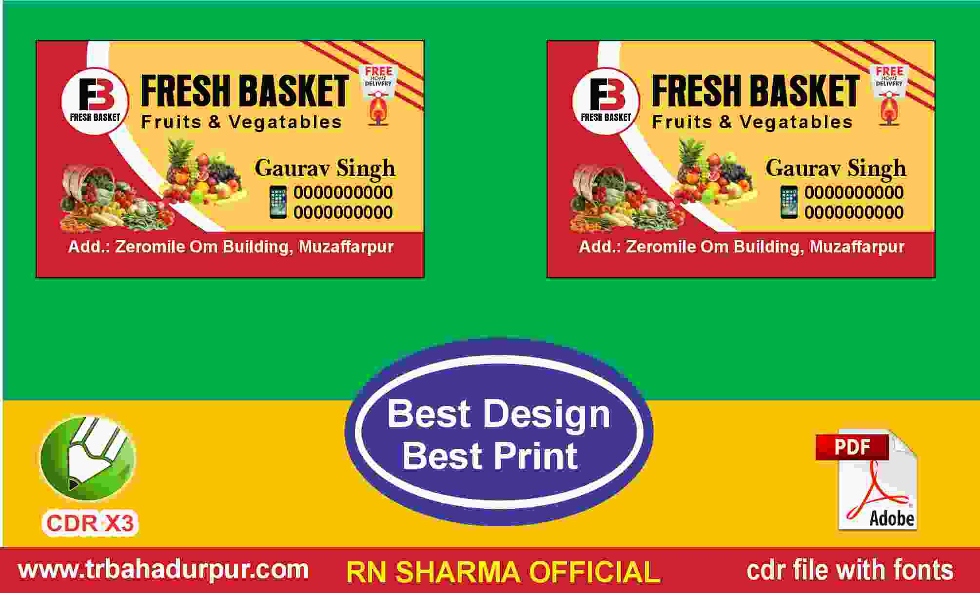 Fresh Basket Visiting Card CDR & PDF