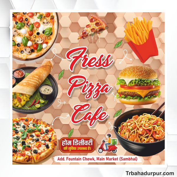 Pizza cafe wallpaper banner design cdr file
