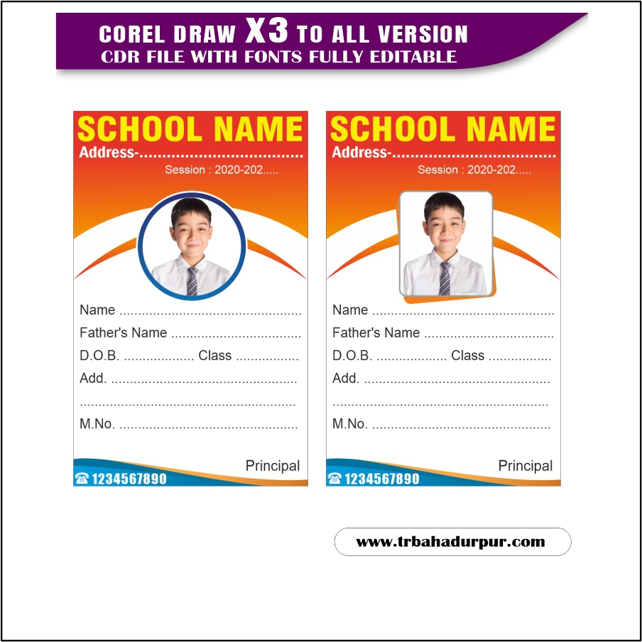 Latest And Best School Id Card Design CDR File download