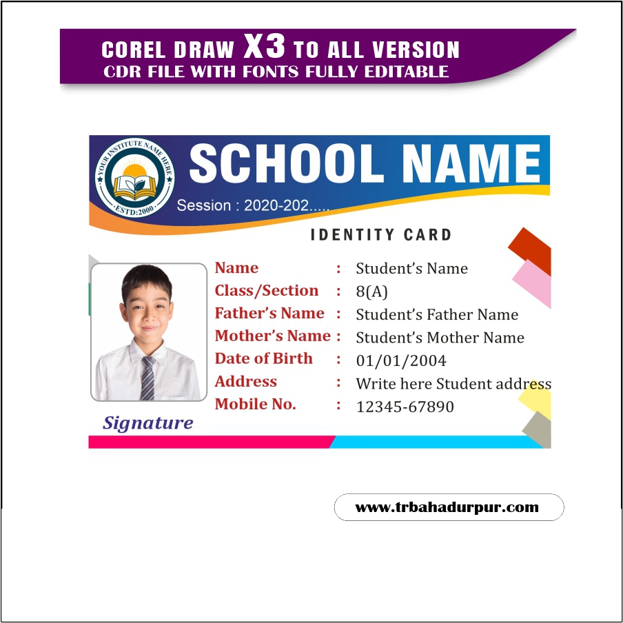 Best School Id Card Design CDR File