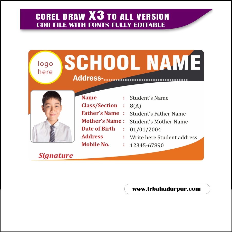 Latest School Id Card Design CDR File