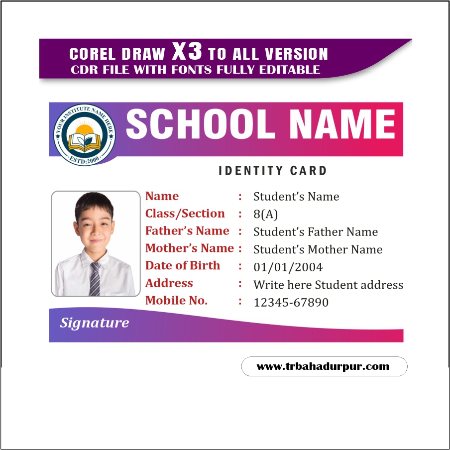 School Id Card Design CDR File