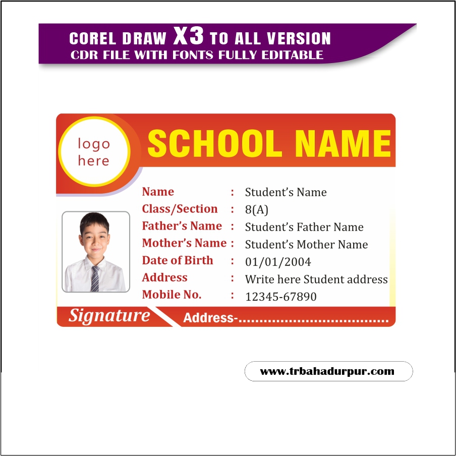 Latest And Best School Id Card Design CDR File