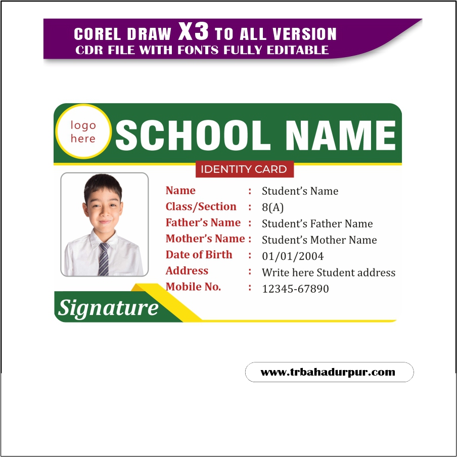 New School Id Card Design CDR File
