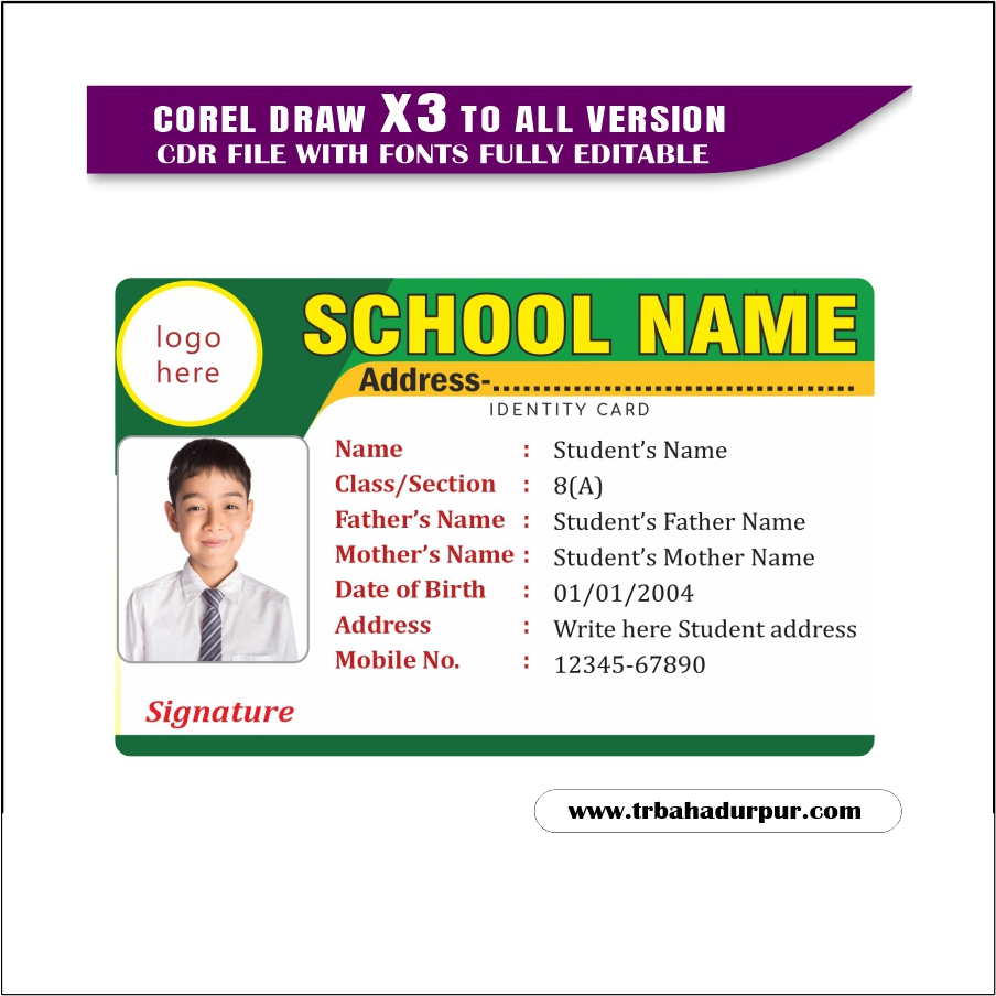 School ID Card Design Corel Draw File,